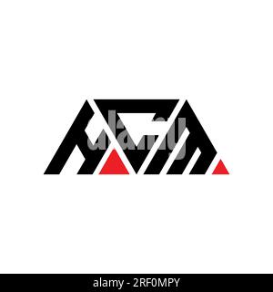 HCM-Logo mit Dreiecksbuchstaben und Dreiecksform. Monogramm mit HCM-Dreieck-Logo. Vorlage für HCM-Dreieck-Vektor-Logo in roter Farbe. HCM-Triangul Stock Vektor
