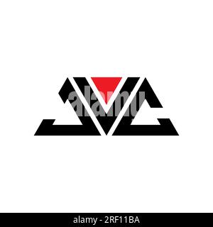 JVC-Logo mit Dreiecksbuchstaben und Dreiecksform. Monogramm mit JVC-Dreieck-Logo. JVC-dreieckige Vektor-Logo-Vorlage mit roter Farbe. JVC Triangul Stock Vektor