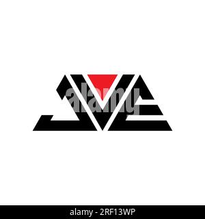 JVE-Logo mit Dreiecksbuchstaben und Dreiecksform. JVE-Monogramm mit Dreieckslogo. JVE-dreieckige Vektor-Logo-Vorlage mit roter Farbe. JVE Triangul Stock Vektor