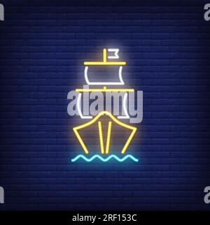 Segelschiff Neonschild Stock Vektor
