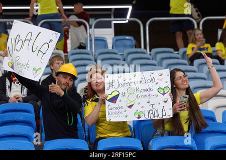 Sydney, Australien. 30. Juli 2023. Kolumbianische Fans zeigen ihre Unterstützung vor dem FIFA Women's World Cup 2023 Group H Match zwischen Deutschland und Kolumbien im Sydney Football Stadium am 30. Juli 2023 in Sydney, Australien. Gutschrift: IOIO IMAGES/Alamy Live News Stockfoto