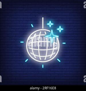 Discoball mit Neonsternenschild Stock Vektor