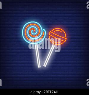 Lollipops Neonschild Stock Vektor