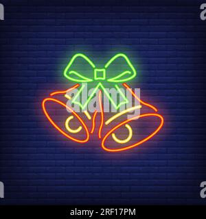 Zwei Glocken mit Neonschleife Stock Vektor