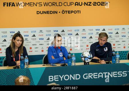 Dunedin, Neuseeland. 31. Juli 2023 FIFA Frauen-Weltmeisterschaft 2023 Gruppe E – Vietnam gegen Niederlande Pressekonferenz vor dem Spiel mit Cheftrainer Andries Jonker und Forward Lieke Martens. Dat Do/Alamy Live News. Stockfoto