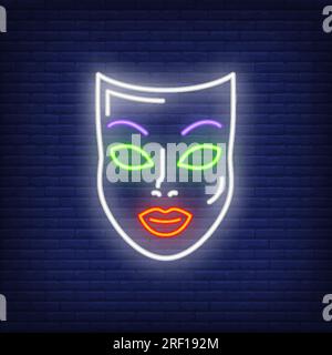 Leuchtende Maske Neonschild Stock Vektor