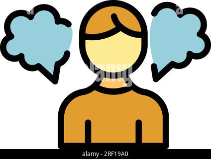 Umrissvektor des Symbols "mental belegt". Bewältigungsfähigkeiten. Stress-Liebe-Farbe flach Stock Vektor
