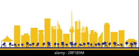 Abstrakte Silhouette der Südkorea-Skyline von Seoul mit farbigen Gebäuden. Business Travel and Tourism Concept mit moderner Architektur. Stock Vektor