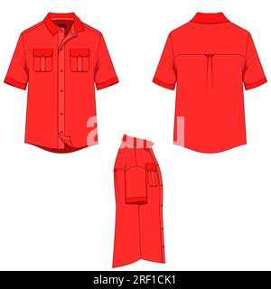 Kurzärmeliges Herrenshirt Vektordesign, Herrenbekleidung Stock Vektor
