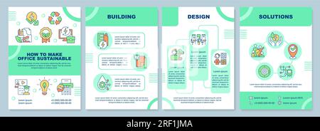 Broschüre mit nachhaltigen Symbolen für das Büro mit dünnen Linien Stock Vektor