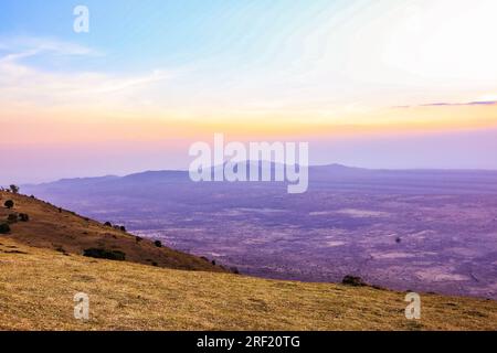 Ngong Hills Forest Wandern Erholungs-Picknick Ort Windkraftstation kenianische Landschaften Sonnenuntergang Sonnenaufgang Sundowner Great Rift Valley Kajiado Coun Stockfoto