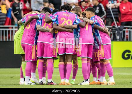 Toronto, Kanada. 30. Juli 2023. Die Spieler des Toronto FC treffen sich vor dem Leagues Cup zwischen dem Toronto FC und dem Atlas FC auf dem BMO Field in Toronto. Das Spiel endete mit 0-1 Punkten: SOPA Images Limited/Alamy Live News Stockfoto