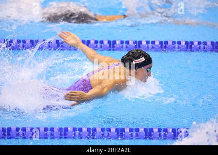 Emilie BECKMANN (DEN) tritt am 28. Juli 2023 in Fukuoka, Japan, bei der World Aquatics Championships Fukuoka 2023 beim Women 50m Butterfly Heat Swimming an. Kredit: YUTAKA/AFLO SPORT/Alamy Live News Stockfoto