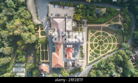 Bucaco - Bussaco Palace Hotel aus der Vogelperspektive Stockfoto