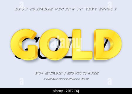 bearbeitbarer 3D-Texteffekt, stilvolles, bearbeitbares Schriftdesign, Schriftart mit Texteffekten Stock Vektor