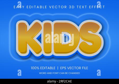 bearbeitbarer 3D-Texteffekt, stilvolles, bearbeitbares Schriftdesign, Schriftart mit Texteffekten Stock Vektor