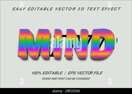 bearbeitbarer 3D-Texteffekt, stilvolles, bearbeitbares Schriftdesign, Schriftart mit Texteffekten Stock Vektor