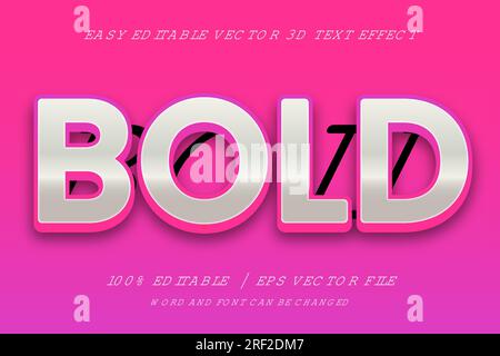 bearbeitbarer 3D-Texteffekt, stilvolles, bearbeitbares Schriftdesign, Schriftart mit Texteffekten Stock Vektor