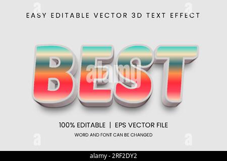 bearbeitbarer 3D-Texteffekt, stilvolles, bearbeitbares Schriftdesign, Schriftart mit Texteffekten Stock Vektor