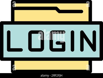 Konturvektor des Symbols für sichere Anmeldung. Online-Benutzer. Webpasswort - flache Farbe Stock Vektor