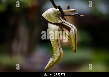 Braut wunderschöne atemberaubende Schuhe Hochzeit Stockfoto