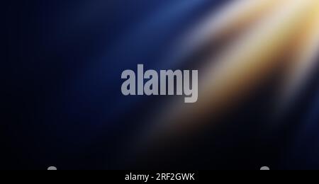 Abstrakter goldener Lichtstrahl, unscharfer Sonnenstrahl, Hintergrund mit Leuchteffekt. Goldener Lichtstrahler mit Blitzlicht und Sonnenschein Stockfoto
