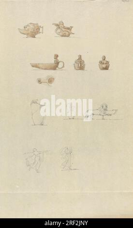 Skizzen von Ornamentalentwürfen für Öllampen und Gießgefäße zwischen 1802 und 1804 von Robert Smirke Stockfoto