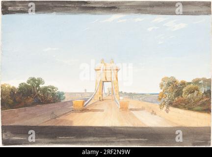 „Zugeschrieben an James Bulwer, Clifton Suspension Bridge bei Bristol, 1827/1833, Aquarell und Graphit, insgesamt (ungefähr): 18,8 x 27,4 cm (7 3/8 x 10 13/16 Zoll), Rosenwald Collection, 1951.16.169“ Stockfoto