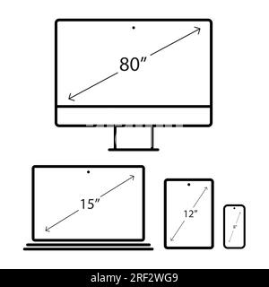 Skizzieren Sie die Dimensionen einfacher benutzerdefinierter Gadgets Stock Vektor