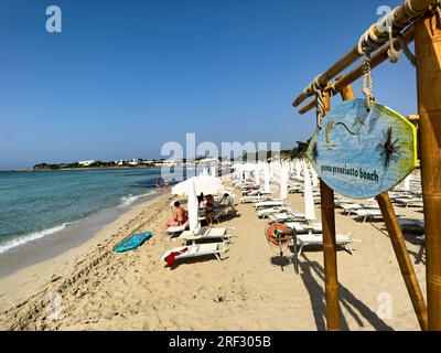 Punta Prosciutto. Porto Cesareo. Salento. Italien. Der Strand Stockfoto