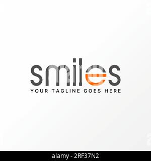 Logo-Design Grafikkonzept kreatives abstraktes Premium-Vektormaterial Schriftart E oder Wortspiel mit LÄCHELNDEM Mund. Mit Typografie-Stimmung verbunden Stock Vektor