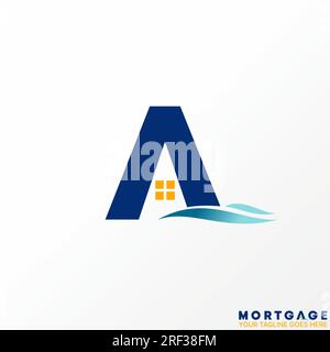 Logo design graphic concept creative abstract premium vector stock initial letter A font with home waves Related monogram happy morning vacation beach Stock Vector