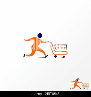 Logo-Design grafisches Konzept kreativer abstrakter Premium-Vektorwagen mit Siluet-Schnellschieber. Im Zusammenhang mit der Bereitstellung von E-Commerce-Shopping im Bildungsbereich Stock Vektor