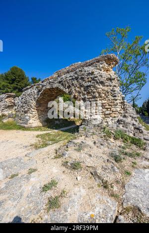 Barbegal Aquädukt (Aqueta Romain de Barbegal) in der Nähe von Arles, Fontvieille, Provence, Frankreich Stockfoto