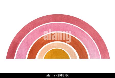 Handbemalte Regenbogen und pinkfarbene Wolken. Süße Illustrationen isoliert. Design für Logo, Babytextilien, Druck, Kinderzimmer-Dekor, Kinder Stockfoto