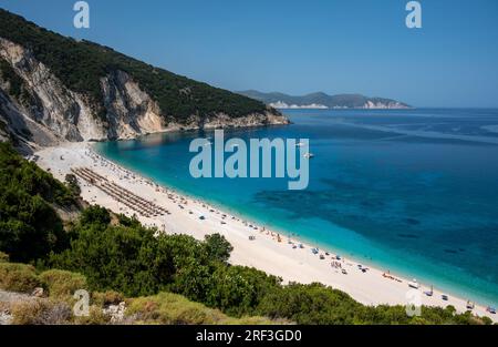 Weltberühmter Strand von Myrtos auf Kefalonia Stockfoto