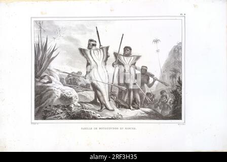 Famille de Botocoudos en marche 1834 von Firmin-Didot Frères Stockfoto