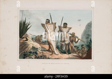 Famille de botocoudos en marche 1835 von Firmin-Didot Frères Stockfoto