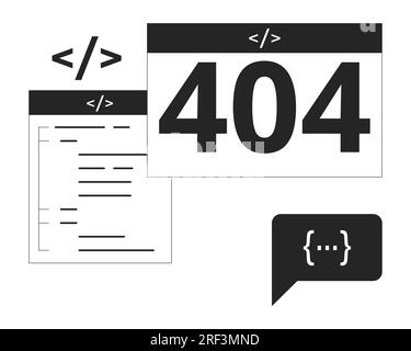 Webseiten, Code und Schwarzweiß-Fehlermeldung 404 blinken Stock Vektor