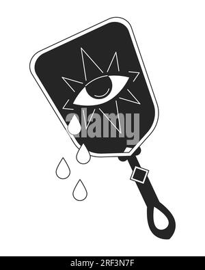 Mystischer Spiegel mit weinendem, bösem, flachem, monochromen, isolierten konzeptionellen Clipart Stock Vektor
