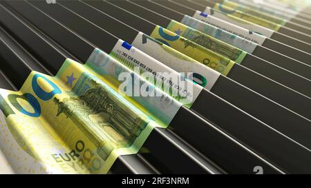 Treppe für Geld von 100-Euro-Scheinen Stockfoto