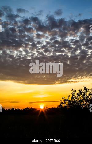 Sonnenaufgang zur Sommersonnenwende, 21. Juni. Die kürzeste Nacht und der längste Tag in Nordeuropa Stockfoto