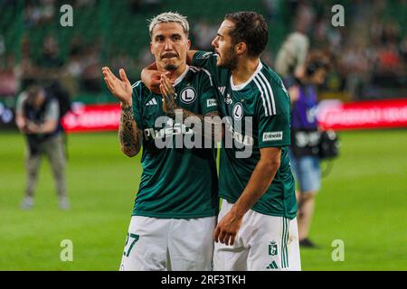 Yuri Ribeiro und Josue Pesqueira während des Spiels PKO BP Ekstraklasa 2023/24 zwischen Legia Warszawa und LKS Lodz in Marshall Józef Piłsudski Municipal Stockfoto