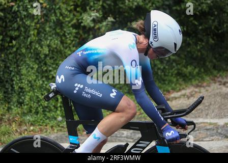 Pau, Frankreich. 30. Juli 2023. Aude Biannic vom Movistar Team während der Tour de France Femmes avec Zwift, Stage 8, Time Trial, Pau - Pau (22, 6 km) am 30. Juli 2023 in Frankreich - Photo Laurent Lairys/DPPI Credit: DPPI Media/Alamy Live News Stockfoto