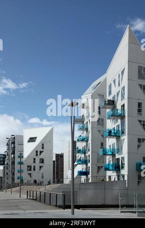 Die Eisberghäuser, Aarhus docklands, Dänemark. Stockfoto