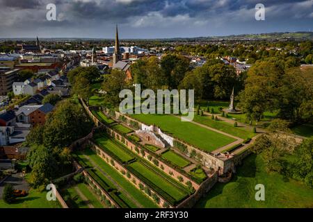 Aerial of Lisburn Castle Gardens, County. Antrim, Nordirland Stockfoto