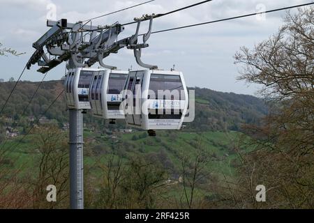 Cable Cars at the Heights of Abraham, Matlock Bath, Derbyshire, England, Großbritannien Stockfoto