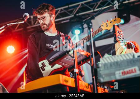 Thirsk, Großbritannien. 30. Juli 2023. Plastic Mermaids treten beim Deer Shed Festival 2023 auf. Kredit: Thomas Jackson/Alamy Live News Stockfoto