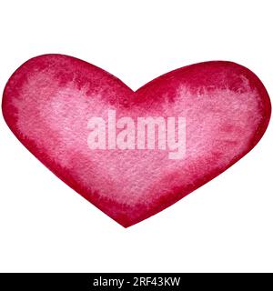 Aquarelle Herzen, valentinstag Rot, Violett, Violett Herzen Set. Glückwunschkarte zum Valentinstag. Zeichnungsset mit Herzen aus Holz und Stoff. Handgezeichnet. Stockfoto