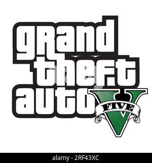 Vector-Logo des Videospiels Grand Theft Auto V. GTA 5. Grand Theft Auto 5. Dampfanwendung. Rockstar Games. Editorial Stock Vektor